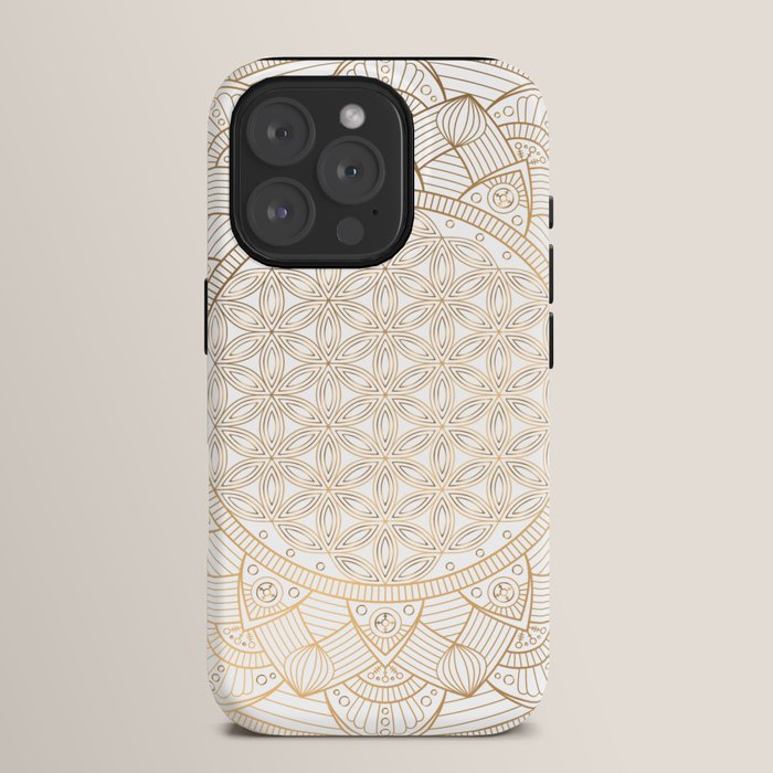 The Flower of Life Gold Mandala Pattern With White Shimmer iPhone Case Gallery Image 15