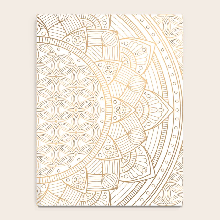 The Flower of Life Gold Mandala Pattern With White Shimmer Notebook Gallery Image 4