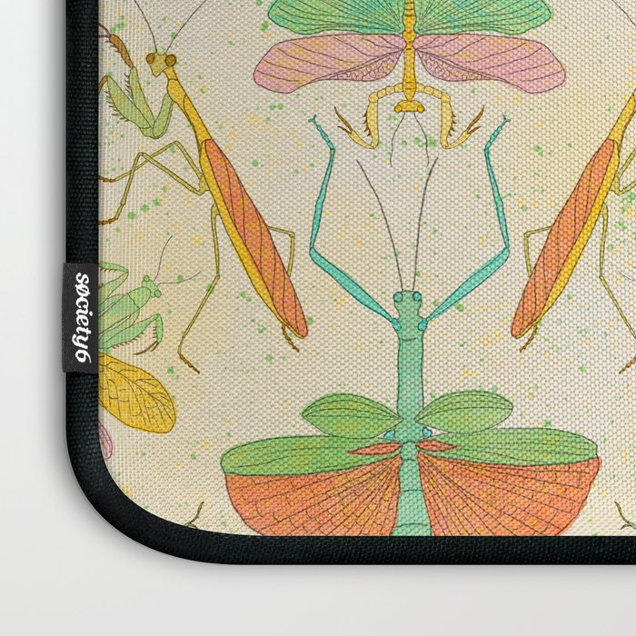 Whimsical Praying Mantis Retro Colors  Laptop Sleeve Gallery Image 3