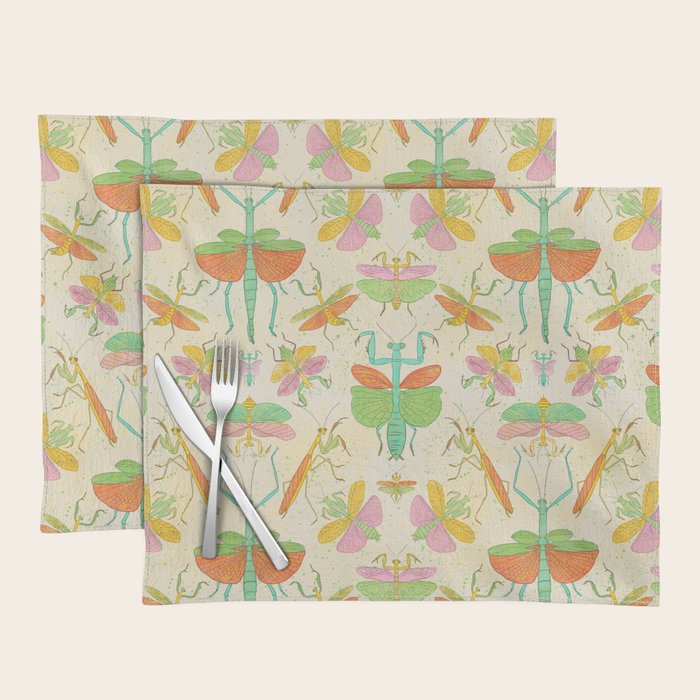 Whimsical Praying Mantis Retro Colors  Placemat Gallery Image 1