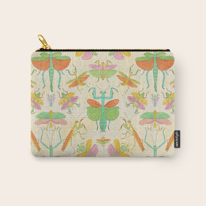 Whimsical Praying Mantis Retro Colors  Carry All Pouch Gallery Image 1