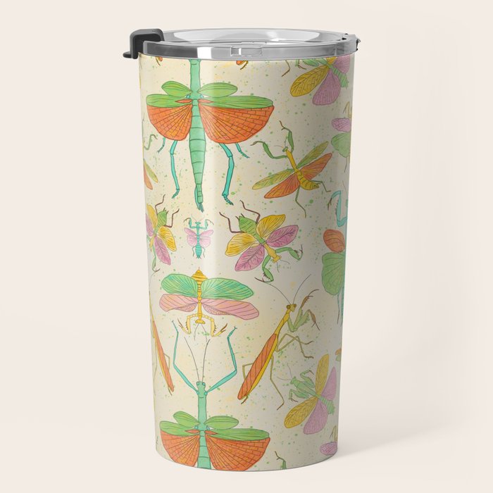 Whimsical Praying Mantis Retro Colors  Travel Mug Gallery Image 3