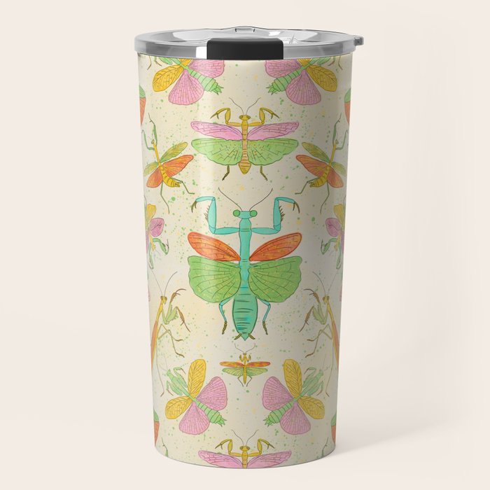 Whimsical Praying Mantis Retro Colors  Travel Mug Gallery Image 1