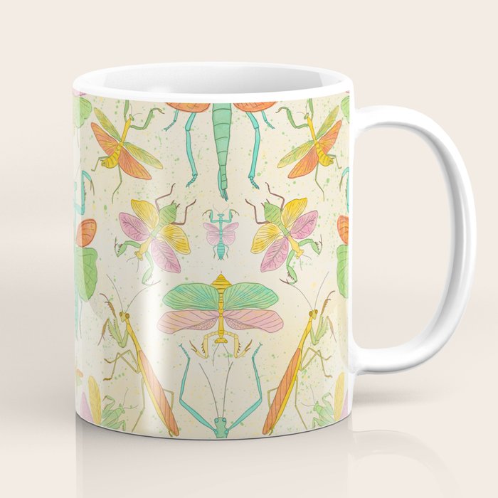 Whimsical Praying Mantis Retro Colors  Coffee Mug Gallery Image 1