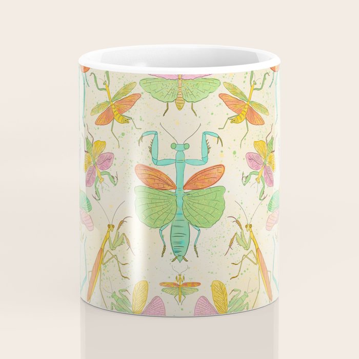 Whimsical Praying Mantis Retro Colors  Coffee Mug Gallery Image 4