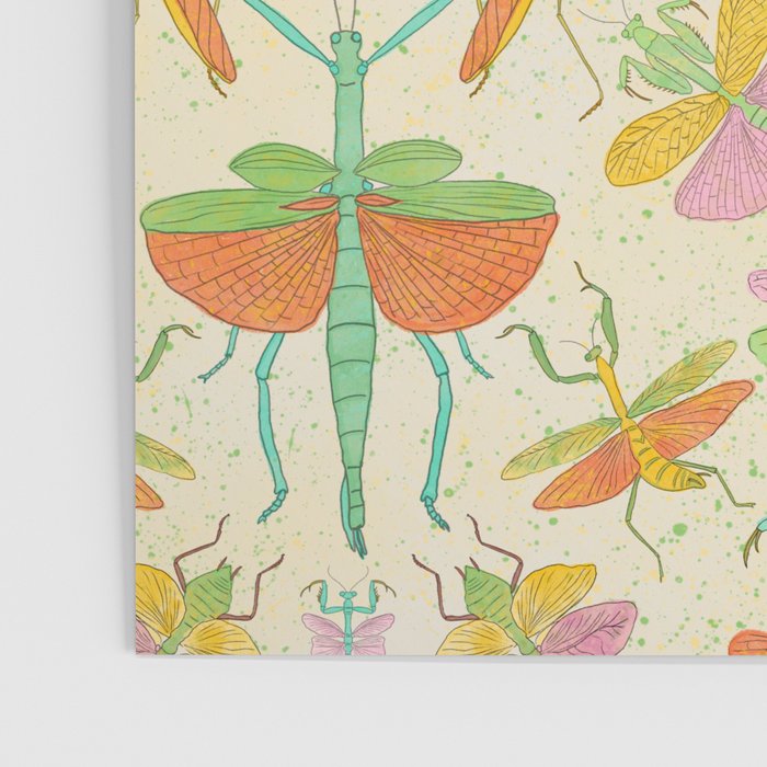 Whimsical Praying Mantis Retro Colors  Poster Gallery Image 3