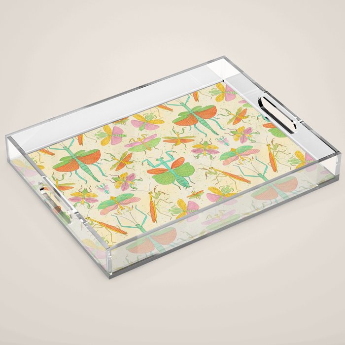 Whimsical Praying Mantis Retro Colors  Acrylic Tray Gallery Image 1