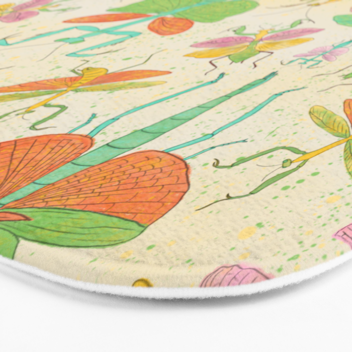 Whimsical Praying Mantis Retro Colors  Bath Mat Gallery Image 3