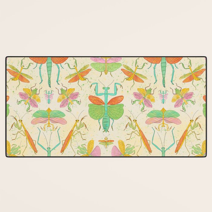 Whimsical Praying Mantis Retro Colors  Desk Mat Gallery Image 3