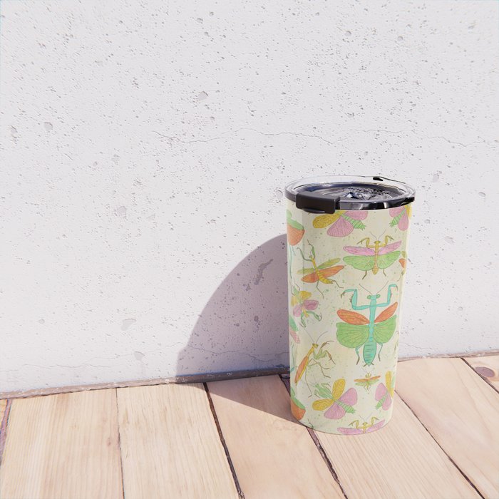 Whimsical Praying Mantis Retro Colors  Travel Mug Gallery Image 4