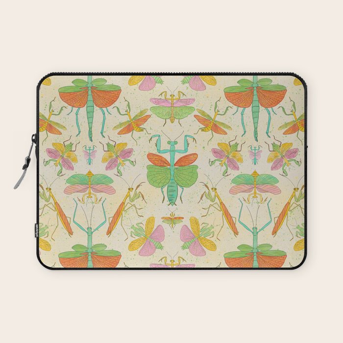 Whimsical Praying Mantis Retro Colors  Laptop Sleeve Gallery Image 1