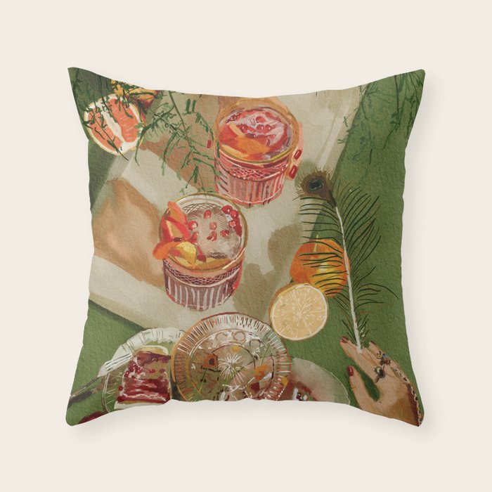 The magic of pomegranate cocktails Throw Pillow Gallery Image 6