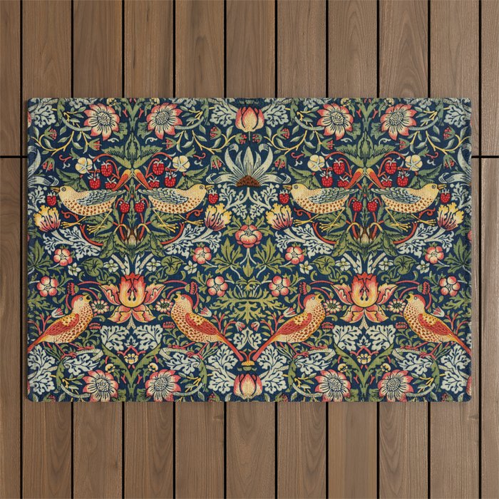 Strawberry Thief by William Morris 1883 Antique Vintage Victorian Jugendstil Art Nouveau Retro  Outdoor Rug Gallery Image 1