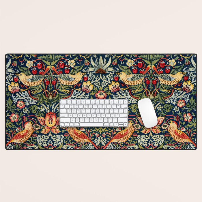 Strawberry Thief by William Morris 1883 Antique Vintage Victorian Jugendstil Art Nouveau Retro  Desk Mat Gallery Image 1