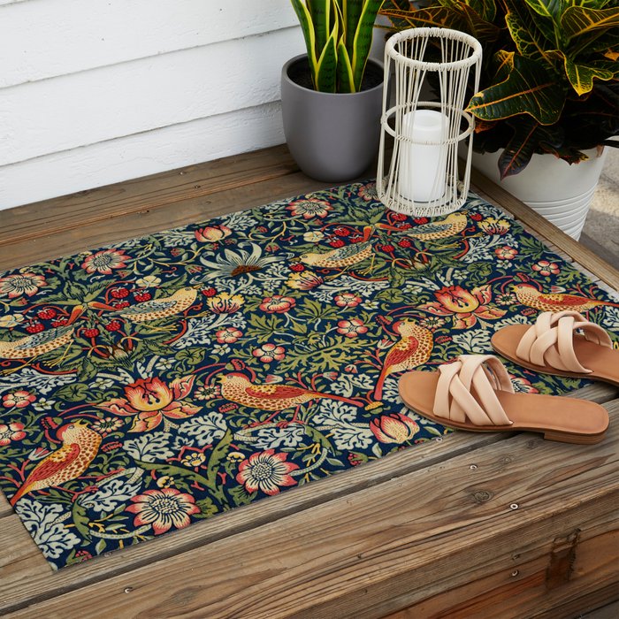 Strawberry Thief by William Morris 1883 Antique Vintage Victorian Jugendstil Art Nouveau Retro  Outdoor Rug Gallery Image 2