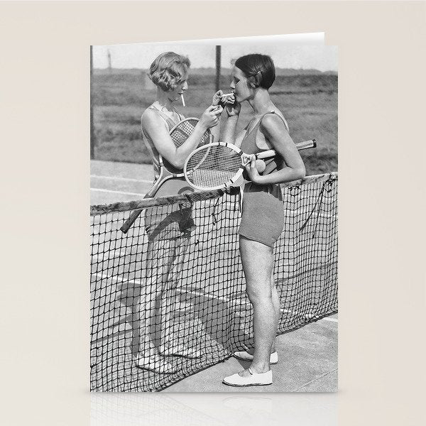 Tennis Players, Black and White Art, Vintage Wall Art Stationery Card Gallery Image 1