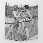 Tennis Players, Black and White Art, Vintage Wall Art Wall Tapestry Gallery Image 4