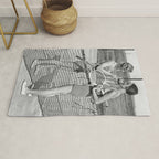 Tennis Players, Black and White Art, Vintage Wall Art Rug Gallery Image 1