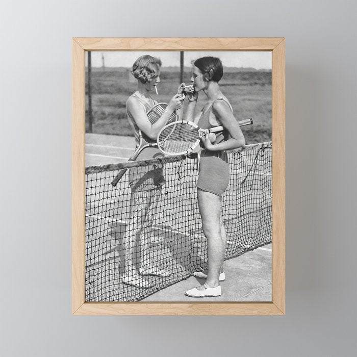 Tennis Players, Black and White Art, Vintage Wall Art Mini Art Print Gallery Image 1
