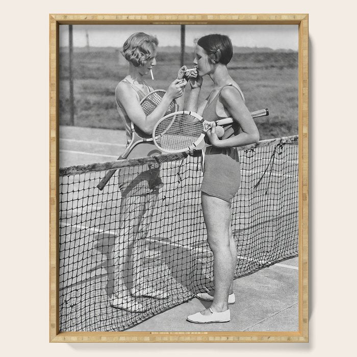 Tennis Players, Black and White Art, Vintage Wall Art Serving Tray Gallery Image 1
