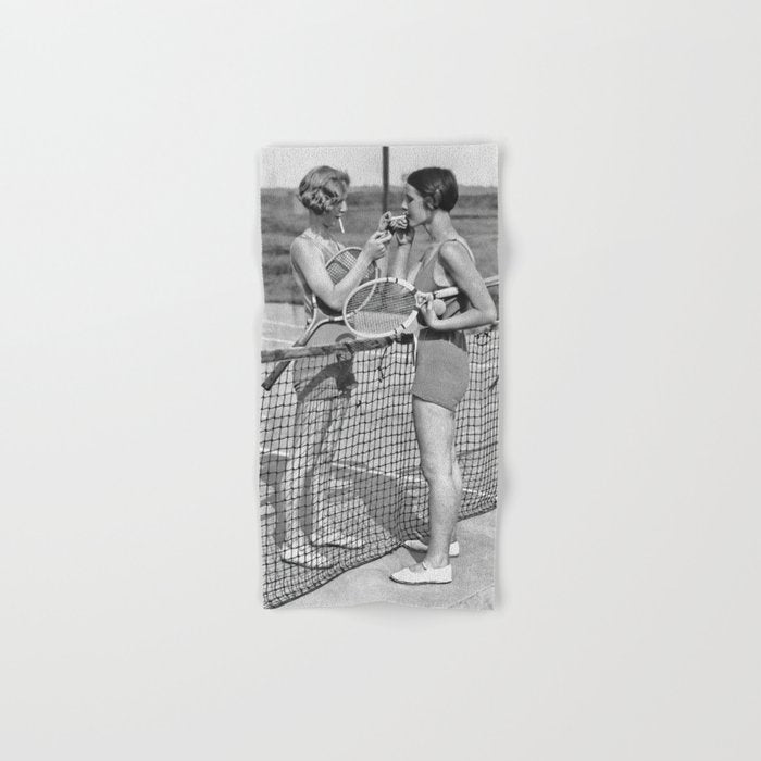 Tennis Players, Black and White Art, Vintage Wall Art Bath Towel Gallery Image 1