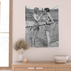 Tennis Players, Black and White Art, Vintage Wall Art Wall Tapestry Gallery Image 2