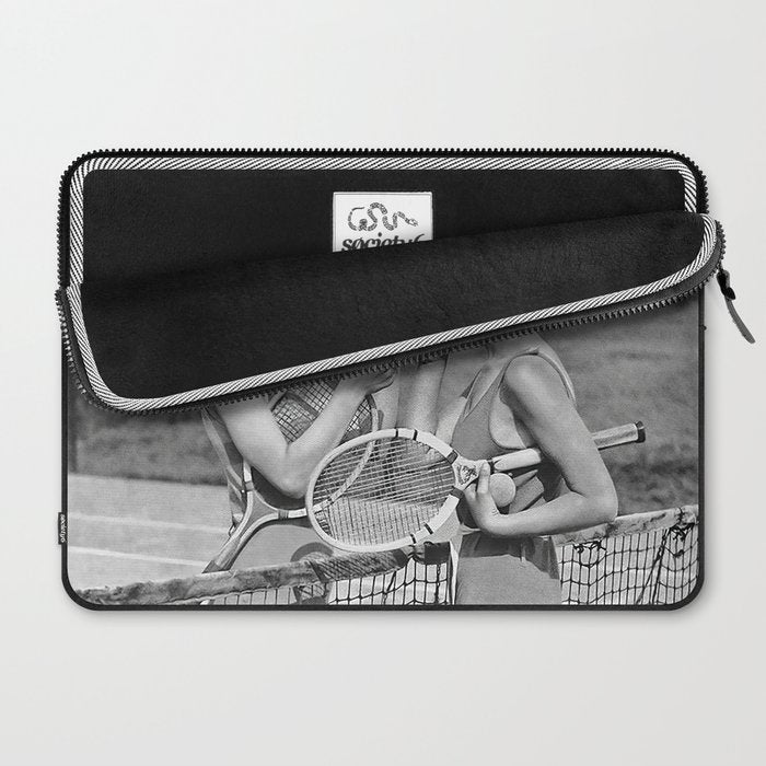 Tennis Players, Black and White Art, Vintage Wall Art Laptop Sleeve Gallery Image 2