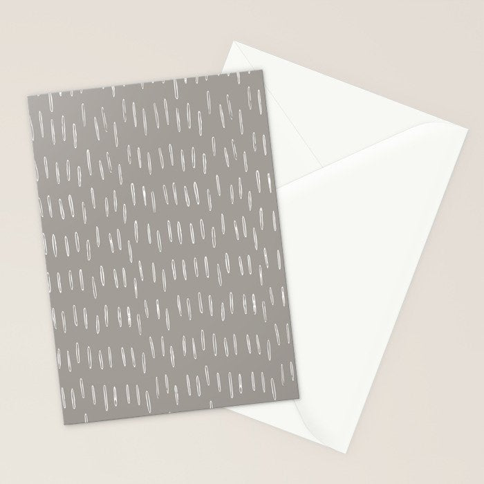 Raindrops, Gray, Minimalism, Abstract Art Stationery Card Gallery Image 2