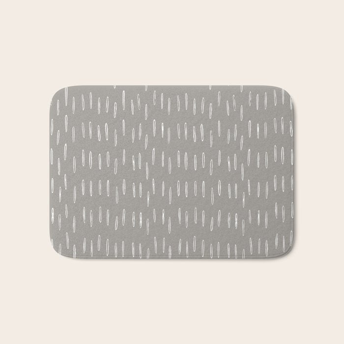Raindrops, Gray, Minimalism, Abstract Art Bath Mat Gallery Image 1