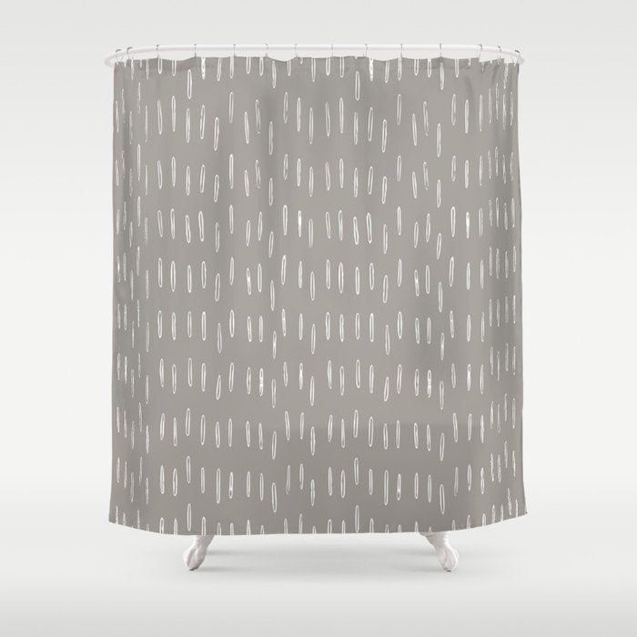 Raindrops, Gray, Minimalism, Abstract Art Shower Curtain Gallery Image 1
