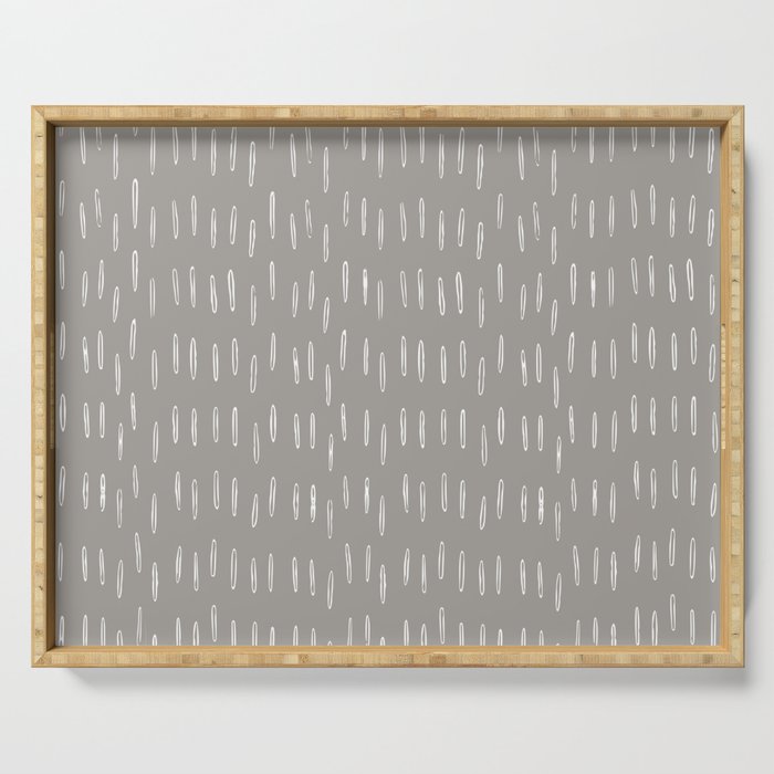 Raindrops, Gray, Minimalism, Abstract Art Serving Tray Gallery Image 1