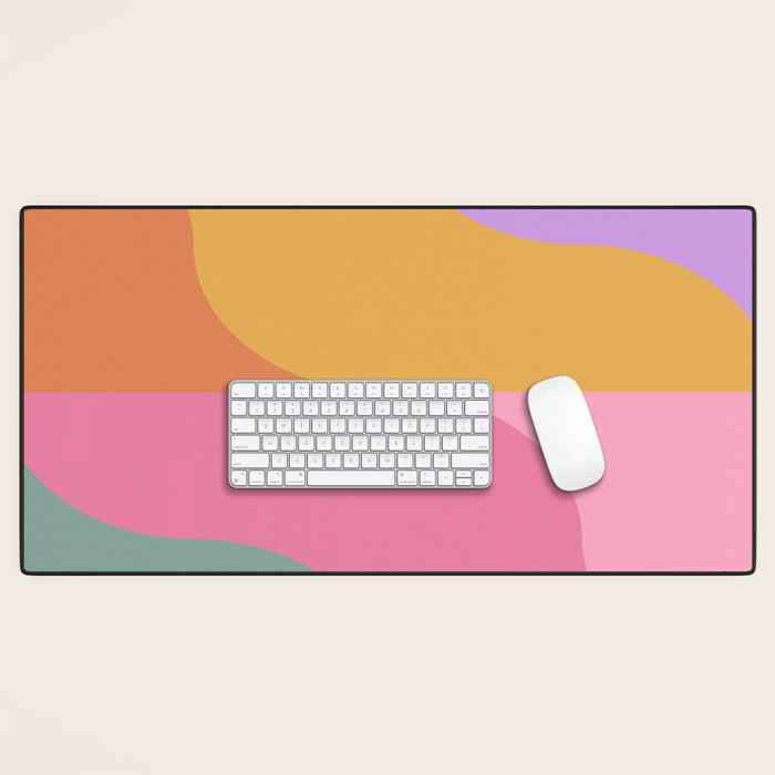 Colorful Wavy Stripes Abstract Desk Mat