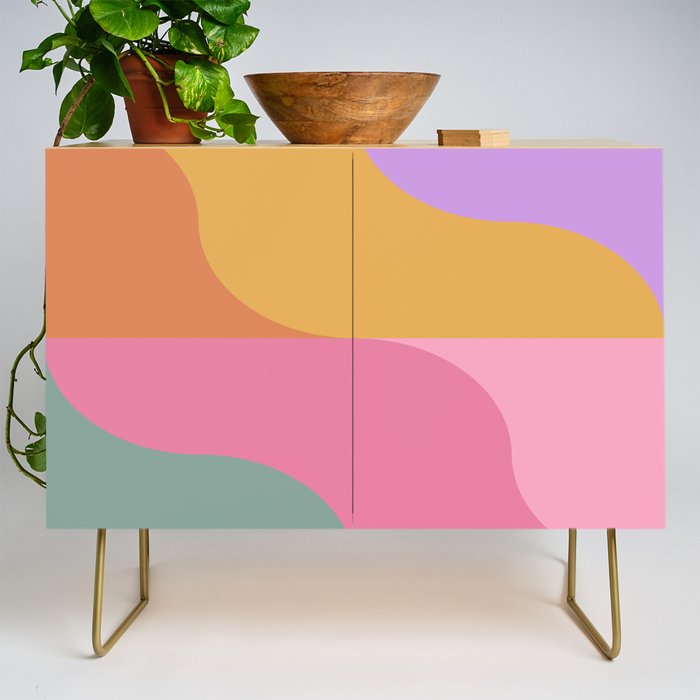 Colorful Wavy Stripes Abstract Credenza Gallery Image 1