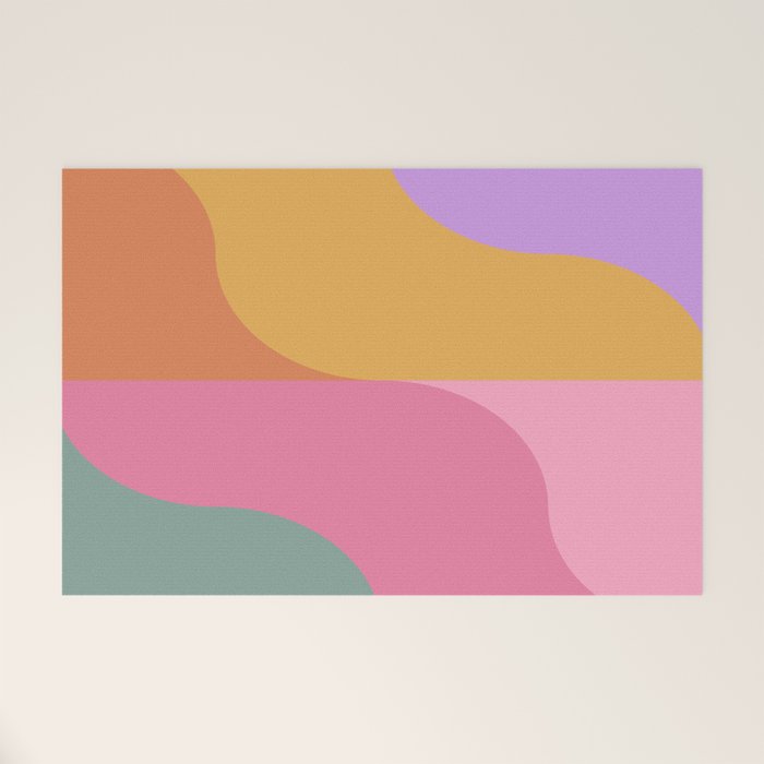 Colorful Wavy Stripes Abstract Welcome Mat Gallery Image 1