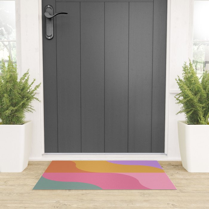 Colorful Wavy Stripes Abstract Welcome Mat Gallery Image 3