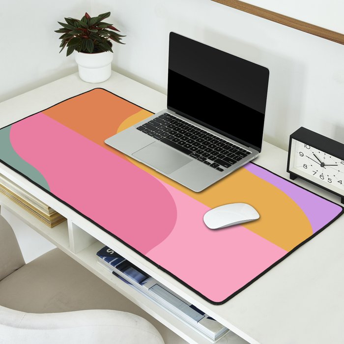 Colorful Wavy Stripes Abstract Desk Mat Gallery Image 2