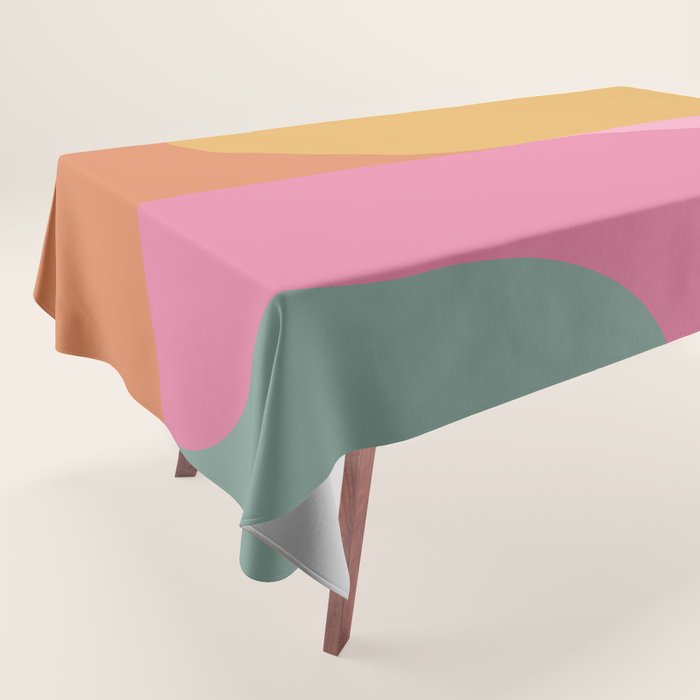 Colorful Wavy Stripes Abstract Tablecloth Gallery Image 1