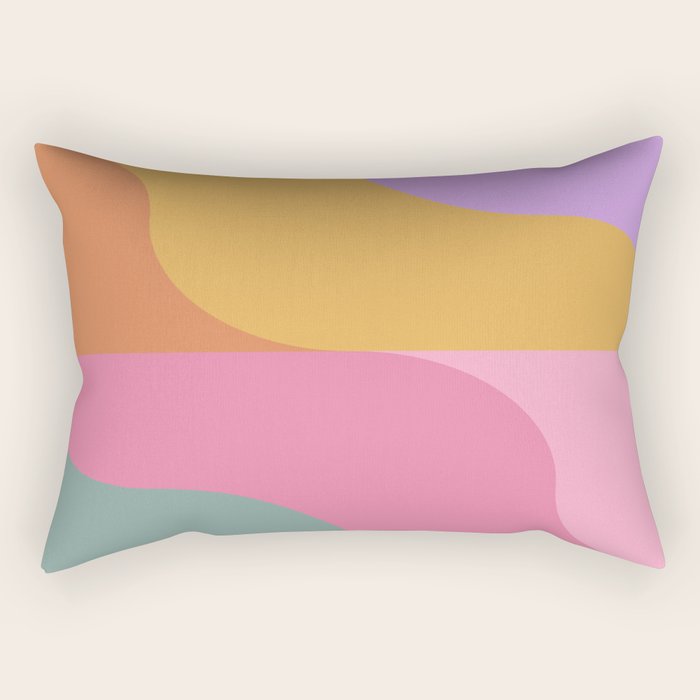 Colorful Wavy Stripes Abstract Rectangular Pillow Gallery Image 2