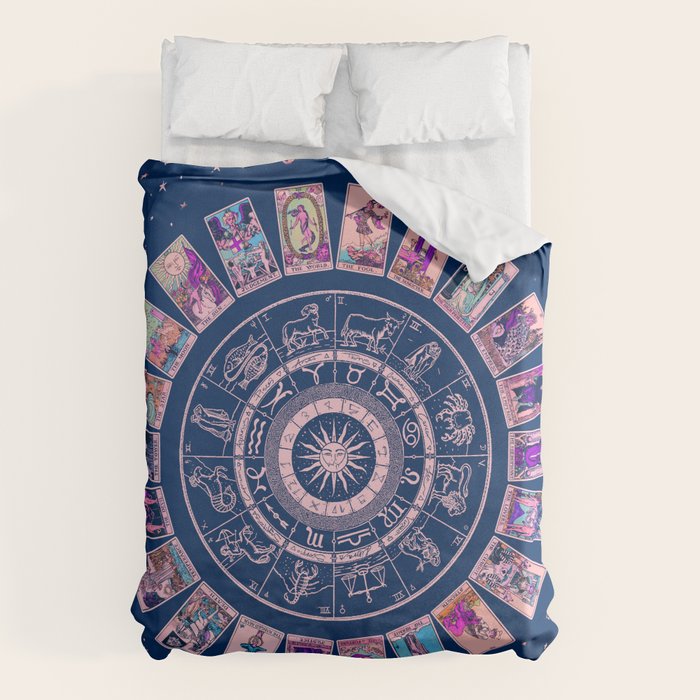 Major Arcana & Wheel of the Zodiac | Pastel Goth Duvet Cover Gallery Image 1