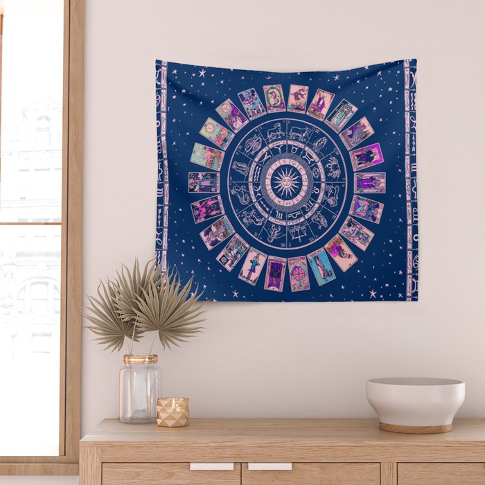 Major Arcana & Wheel of the Zodiac | Pastel Goth Wall Tapestry Gallery Image 2