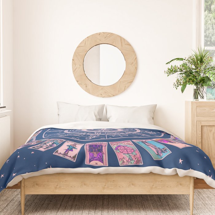 Major Arcana & Wheel of the Zodiac | Pastel Goth Duvet Cover Gallery Image 3
