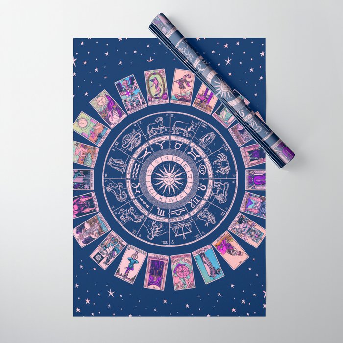 Major Arcana & Wheel of the Zodiac | Pastel Goth Wrapping Paper Gallery Image 1