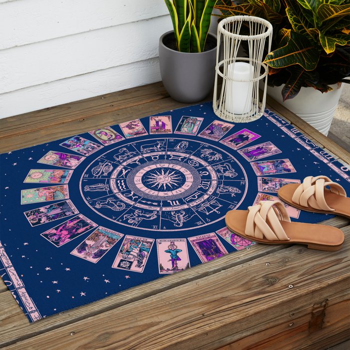 Major Arcana & Wheel of the Zodiac | Pastel Goth Outdoor Rug Gallery Image 2