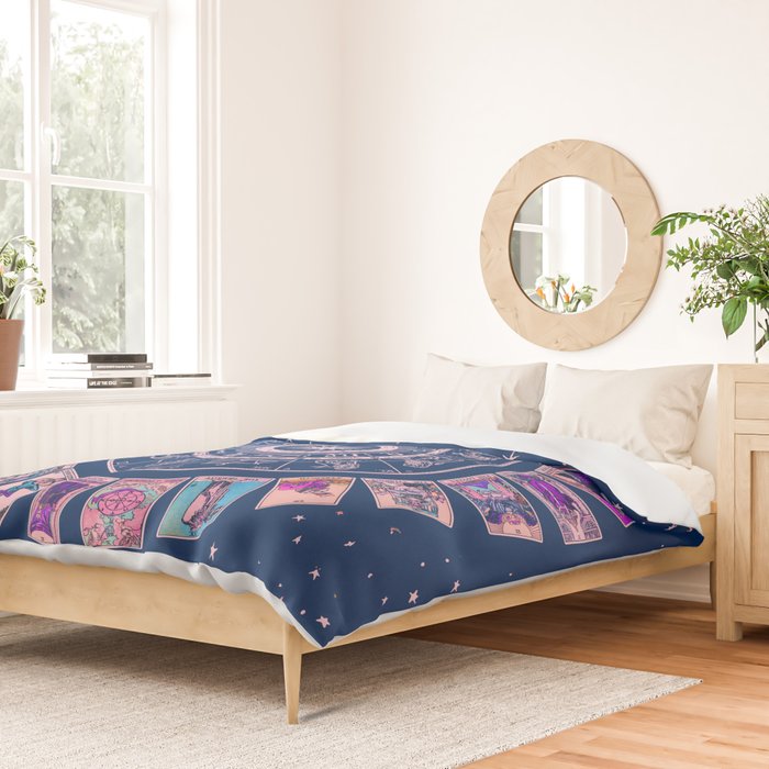 Major Arcana & Wheel of the Zodiac | Pastel Goth Duvet Cover Gallery Image 2