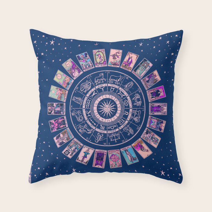 Major Arcana & Wheel of the Zodiac | Pastel Goth Throw Pillow Gallery Image 6