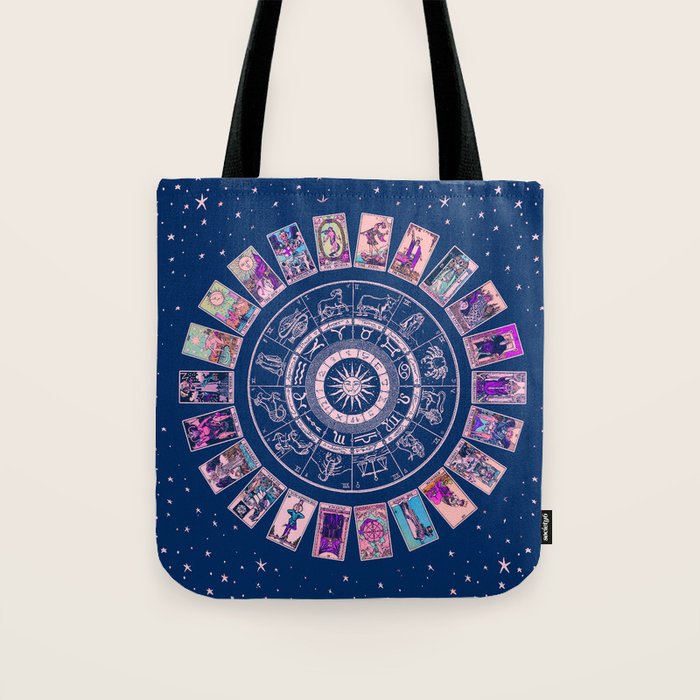 Major Arcana & Wheel of the Zodiac | Pastel Goth Tote Bag Gallery Image 1