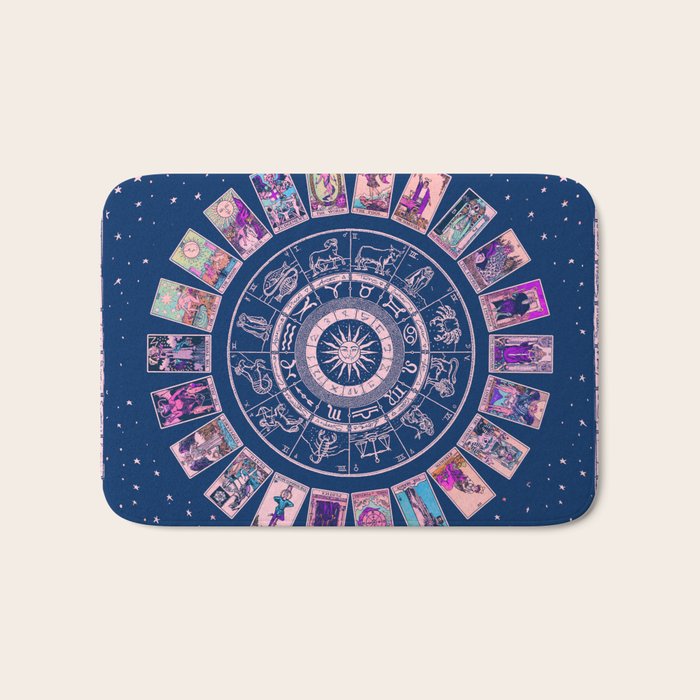 Major Arcana & Wheel of the Zodiac | Pastel Goth Bath Mat Gallery Image 1