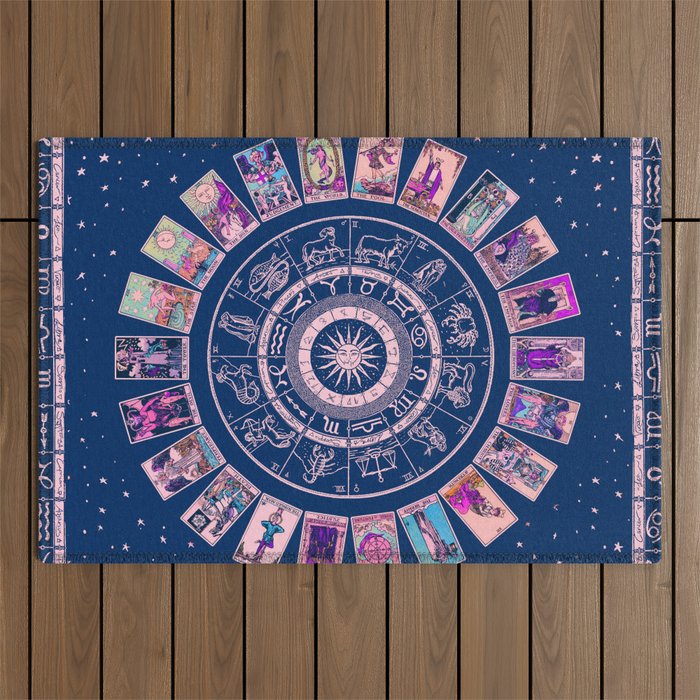 Major Arcana & Wheel of the Zodiac | Pastel Goth Outdoor Rug Gallery Image 1