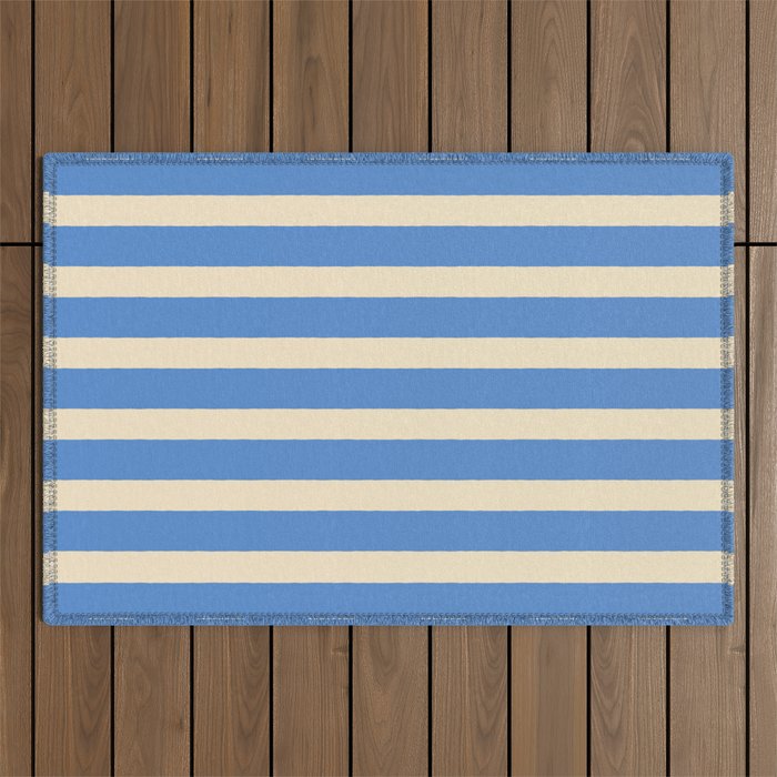 Simple Stripes Pattern - Blue Outdoor Rug Gallery Image 1