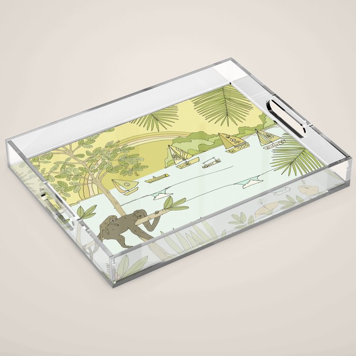 postcard from paradise // costa rica tropical // retro surf art by surfy birdy Acrylic Tray Gallery Image 1